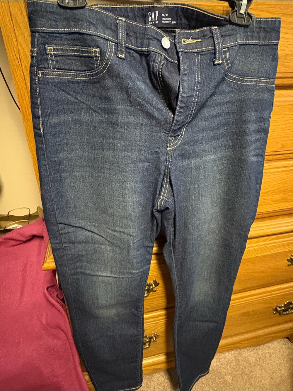 GAP High-Rise Skinny Jeans in Dark Blue Denim